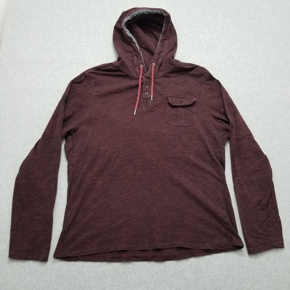 Buffalo David Bitton Mens Hoodie XXL Brown Long Sleeve Pullover Embroidered Logo